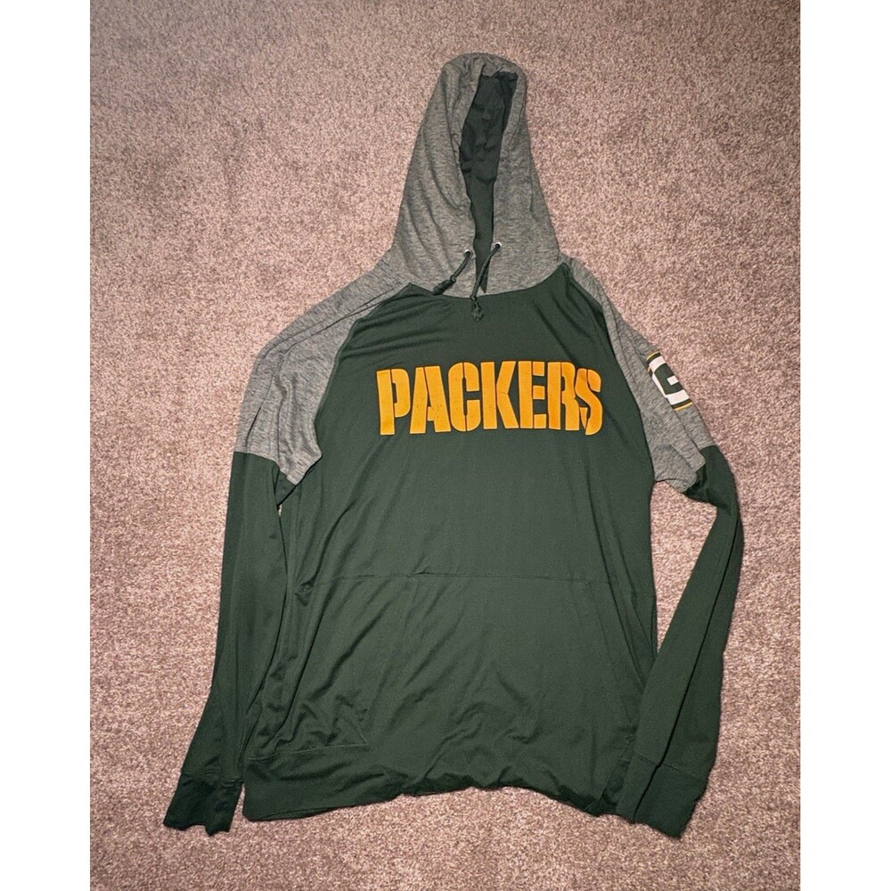 Green Bay Packers NFL Football Fanatics Hooded Sweatshirt Green Gray Size XL